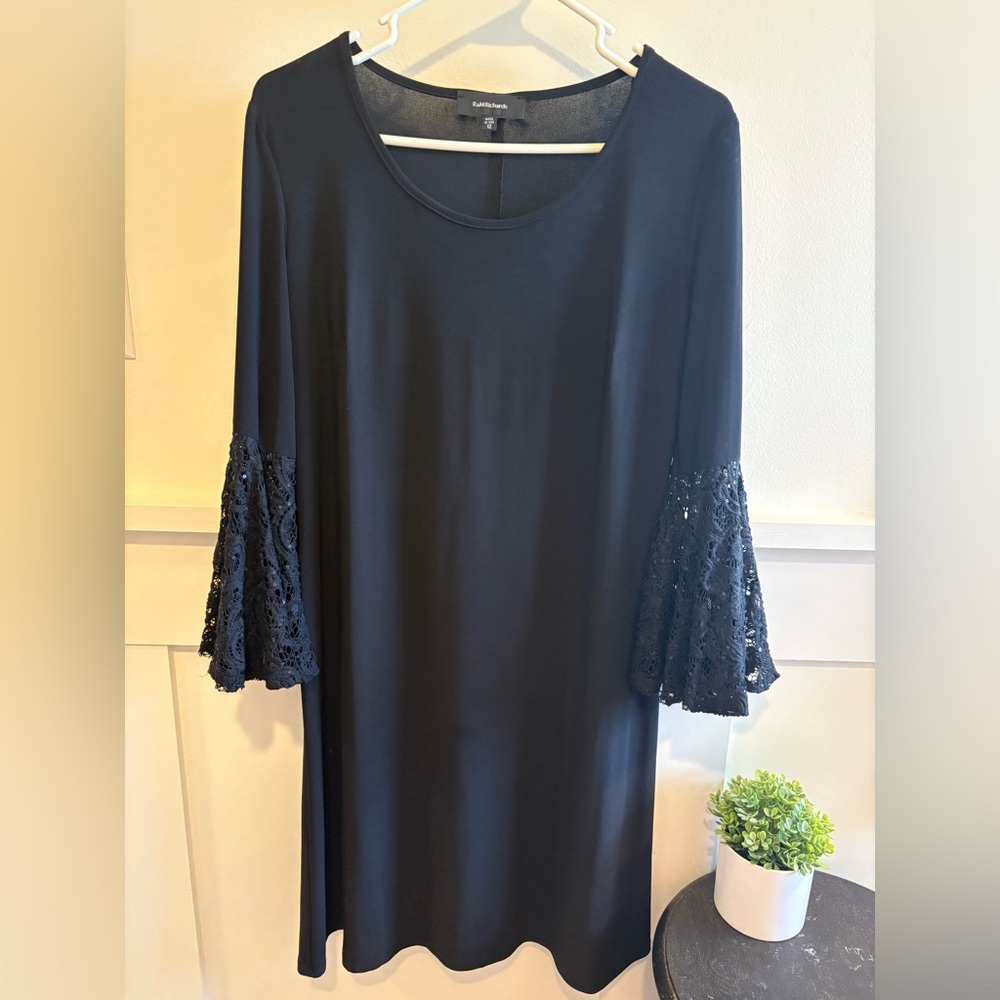 R&M Richards Lace Sleeve Back Cocktail Dress
